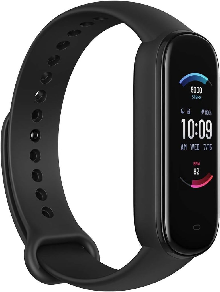 Amazfit Band 5 Smartwatch Tracker Fitness Reloj Inteligente Deporte Duración de la batería 15 días Oxigeno en Sangre Ritmo cardiaco Monitoreo del sueño Seguimiento de la Salud de la Mujer Alexa Negro