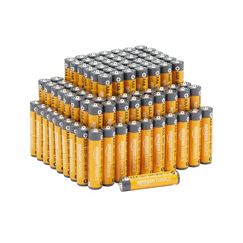 Amazon Basics 100 stuks hoogwaardige AAA-alkalinebatterijen, 1,5 volt, 10 jaar houdbaar