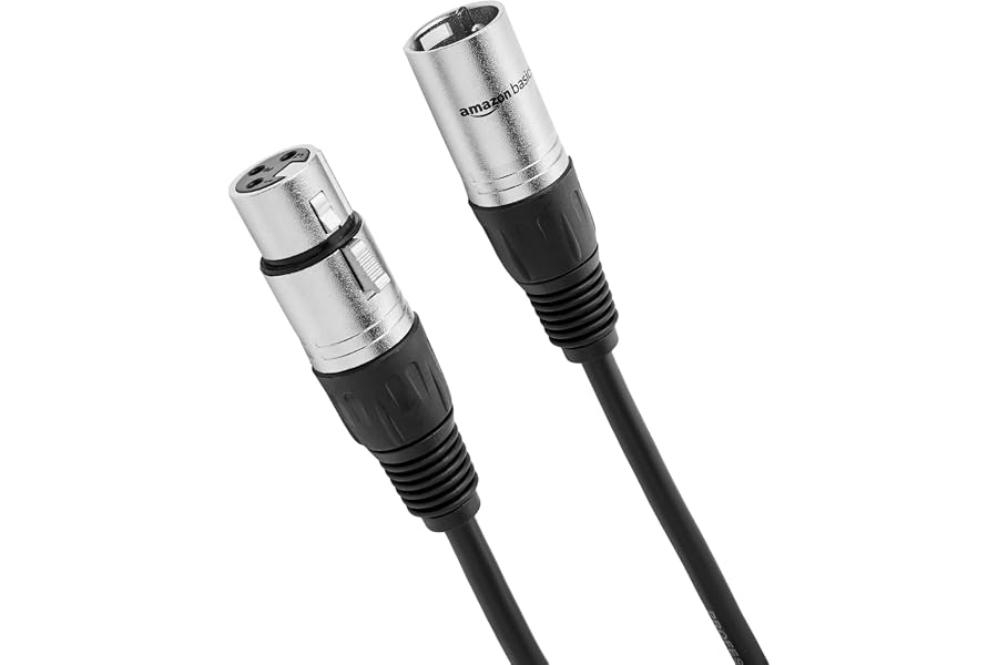 Amazon Basics XLR Microphone Cable for Speaker or PA System, Recording Studio, All Copper Conductors, Low Noise, 10 ft, Black