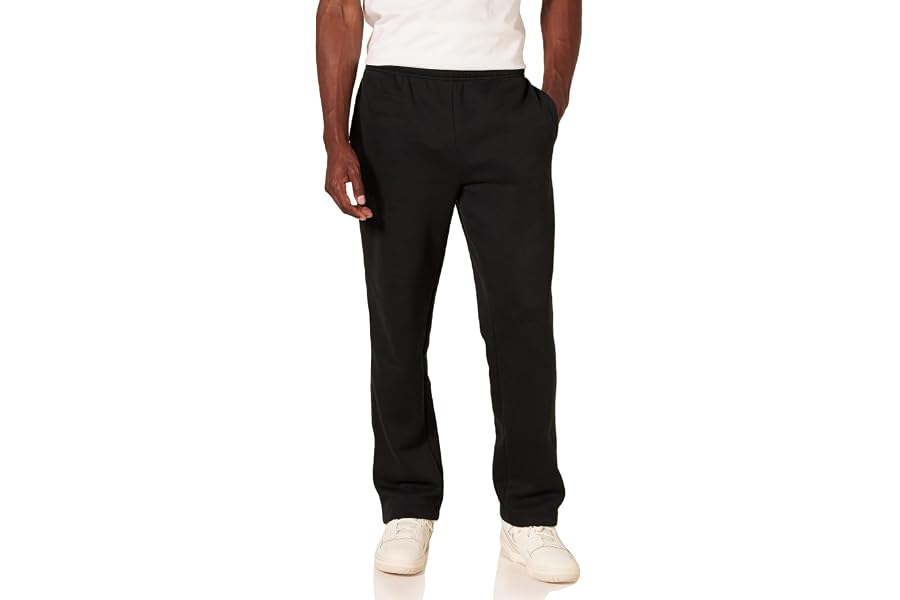 Amazon Essentials Men's Relaxed Straight Leg Fleece Open Bottom Sweatpant (Available in Big & Tall)