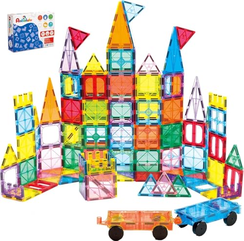 Anbalulu 134PCS Magnetic Building Tiles, Gift for Boys and Girls Ages 3+
