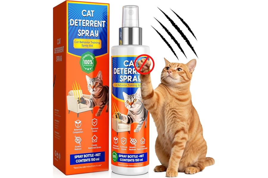 Anowbo Cat Deterrent Spray, Cat Deterrent for Furniture Protection, Pee Spraying, Excessive Chewing & Scratching Everywhere, Cat Repellent Indoor and Outdoor, Pet-Safe Formula, 5.07 Fl Oz