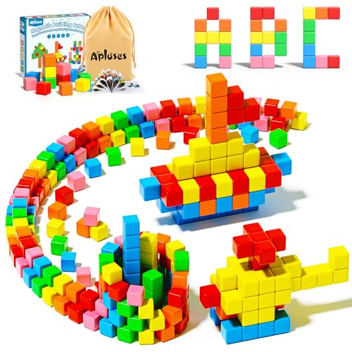 Apluses 42PCS Magnetic Blocks, Gifts for 3 4 5 6 Year Old, Magnet Building Blocks for Kids, Girls & Boys, Sensory - Montessori - Autism - Magnetic Toys for Kids Ages 3-5 4-8