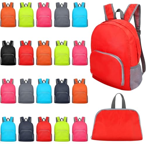 Ayearparty 24 Pcs 17 Inch Backpack in Bulk Foldable Classic Back Packs Colorful Book Bags Assorted Colors Lightweight Bookbags for Outdoor Travel Student School Supply 8 Colors