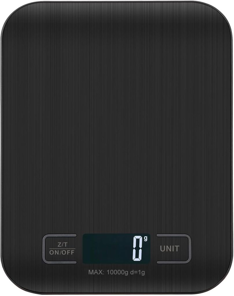 Báscula de Cocina Digita, Báscula Digital 10kg - MedicióN Precisa Hasta 1g, Estilizada Y Delgada Balanza Para Alimentos, Pantalla Lcd, FuncióN De Tara (Negro)