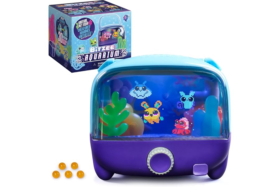 BITZEE Aquarium Interactive Fish Tank Toy & Digital Pet, Ages 5+ | Nurture 30 Virtual Fish, Reacts to Touch, Customize with LED Lights, Screen-Free Responsive Play, Birthday Gift for Kids