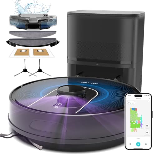 Bagotte Robot Vacuum and Mop Combo,6000Pa Robotic Vacuum Cleaner with LiDAR Navigation,Self-Emptying Station for 90 Days Hands-Free,Wi-Fi/App/Voice Control,for Carpets&Hard Floors