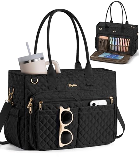 Bagstellar Teacher Tote Bag for Women, 15.6" Laptop Work Tote Computer Bag