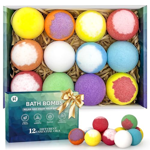 Bath Bombs Birthday Gifts for Women & Men, 12 Pack Spa Relaxing Self Care