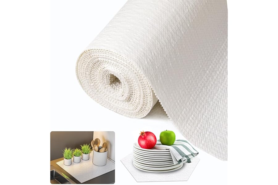 Beautysaid Shelf and Drawer Liner for Kitchen Cabinet Non Adhesive Non Slip | Shelf Paper Waterproof Washable Thickened for Dresser Pantry Shelve Bathroom Protector Liner