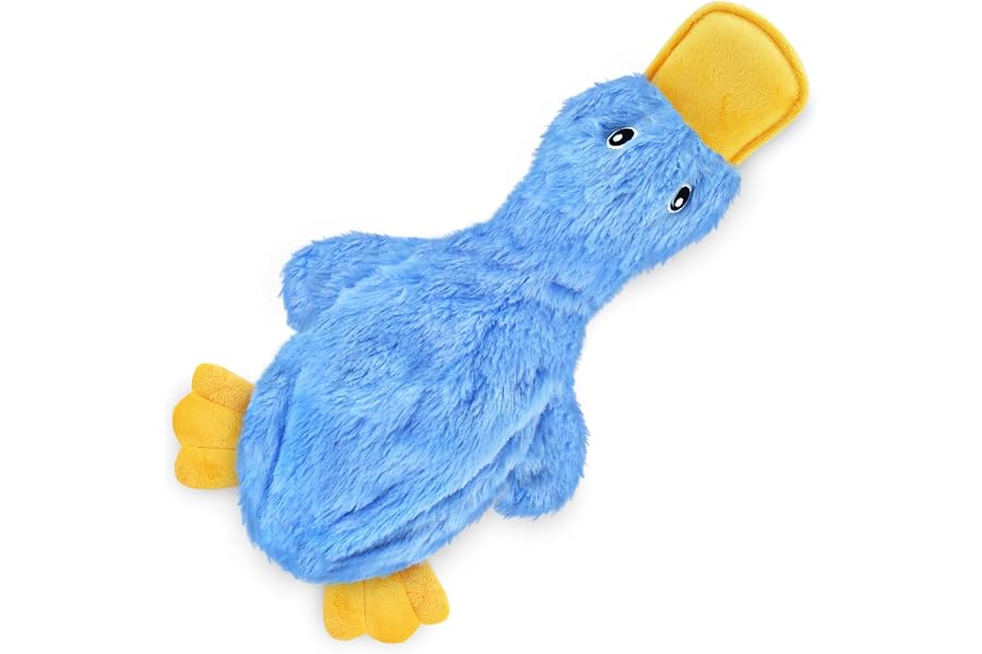 Best Pet Supplies Interactive Squeaky Dog Toy - Crinkle Duck, Blue | Stuffing Free Body, Soft, Squeaks & Crinkles, No Mess, Perfect for Moderate Chewers, Toss and Fetch Play