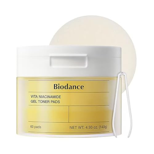 Biodance Vita Niacinamide Gel Toner Pads - Discos Tónicos para Manchas Oscuras y Tono Uniforme - Almohadillas Exfoliantes Suaves con Vitamina C - Cosmética Coreana - 60 Unidades (140g)
