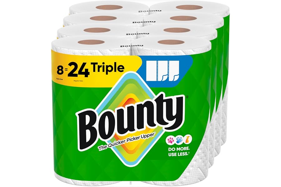 Bounty Select-A-Size Paper Towels, White, 8 Triple Rolls = 24 Regular Roll