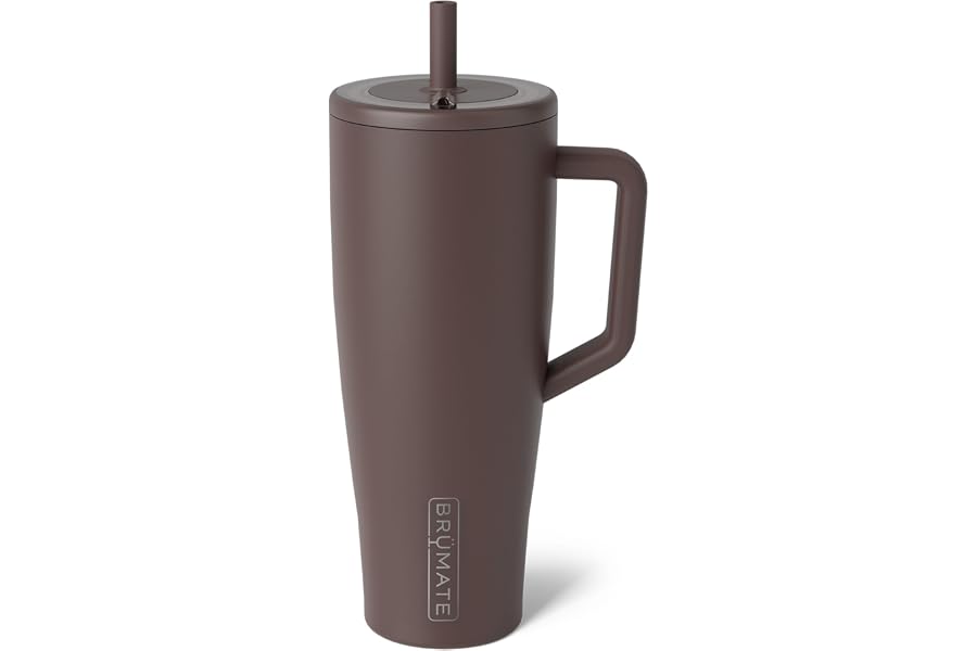 BrüMate Era 40 oz Tumbler with Handle and Straw | 100% Leakproof Insulated Water Bottle Tumbler with Lid and Flexible SoftSip Straw | Made of Stainless Steel | Cup Holder Friendly | 40oz (Java)