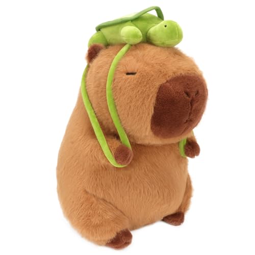 CHDBLOCK Capybara Plush Toy - 9 Inch Cute Capybara Stuffed Animal with Turtle Backpack, Kawaii Capibara Plushie for Kids and Adults