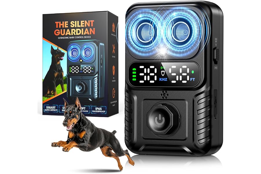 CdFXor 2X Automatic Bark Control Box, Smart Dog Bark Deterrent Device, Anti Barking Device for Dogs Stop Neighbor’s Dog Barking, Owl Design Ultrasonic Bark Silencer 50FT Waterproof for Indoor Outdoor