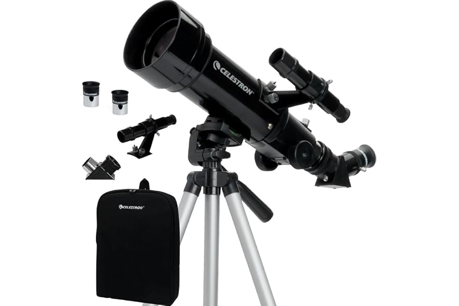 Celestron Travel Scope 70mm Beginner Portable Telescope with Backpack | 70mm Refractor Telescope Kit, Bright Lunar & Planetary Views, Day & Night Use, Backpack Included, Quick No-Tool Setup
