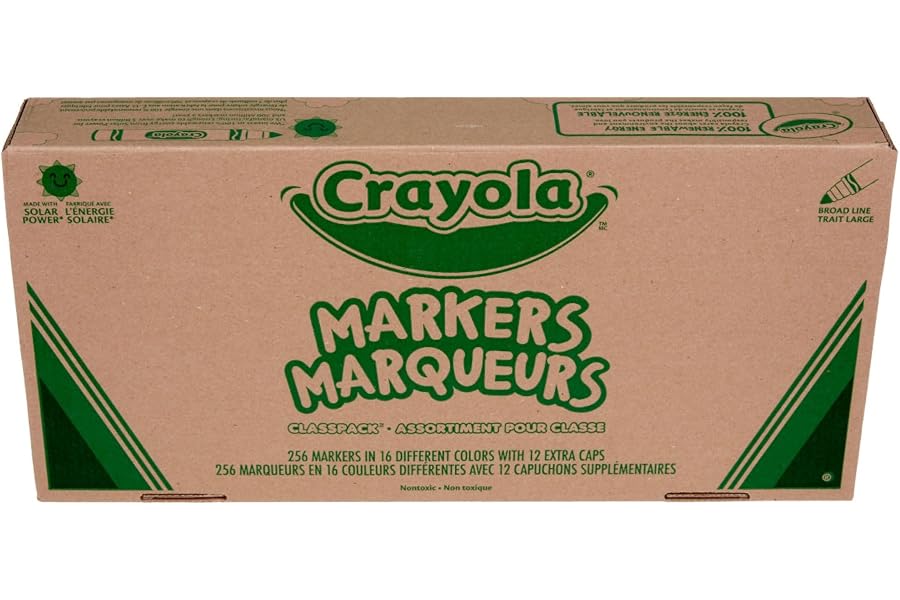 Crayola Broad Line Markers Classpack (256 Ct), Bulk Markers for Kids, Art Supplies for School, Classroom Must Haves, Preschool & Kindergarten Supplies