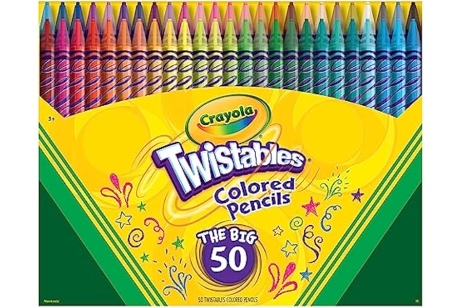 Crayola Twistables Colored Pencil Set (50ct), Cool Back to School Supplies for Kids, No Sharpen Colored Pencils for Girls & Boys, 4+ [Amazon Exclusive]