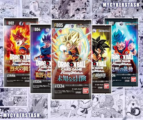 DBZ Booster Pack Bundle (FB-01–FB-05, 5 Packs) + Enamel Pin & Stickers | SB-02 Chase Pack: 1-in-5 Odds (Japanese)