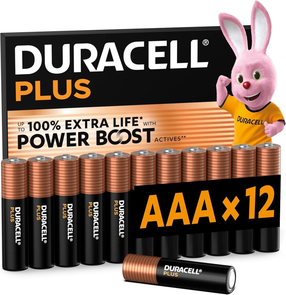 DURACELL Plus AAA Pilas Alcalinas (Paquete de 12) 1.5V, LR03 | Hasta un 100% de extra duración con POWER BOOST ACTIVES – Mandos para videojuegos y cámaras digitales