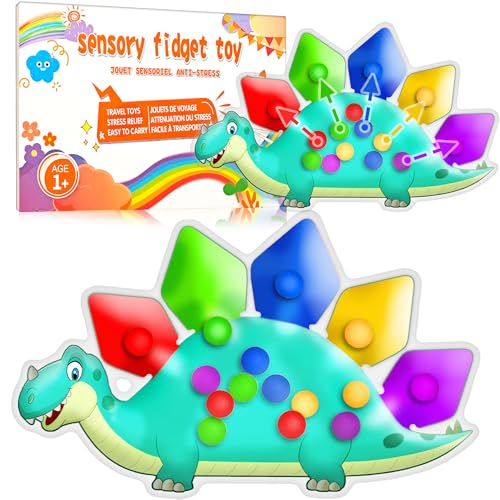 Dinosaur Color Sorting Sensory Toy Travel Toys for Toddler 1-3 Airplane Squishy Squeeze Toy Roadtrip Essenstial for Toddlers Boys Gift Fine Motor Autism Calm Fidget Montessori Preschool Activities Kid