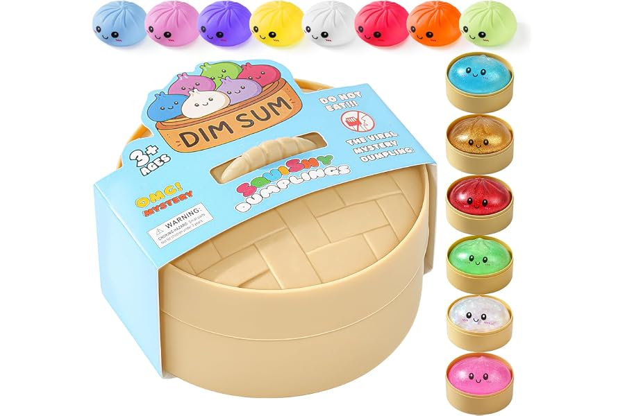 Dumpling Squeeze Toys, Squishy Mystery Box, Stress Relief for Desk Decor | Random 1 of 14 Colors, Cute Squishy Toys, Sensory
