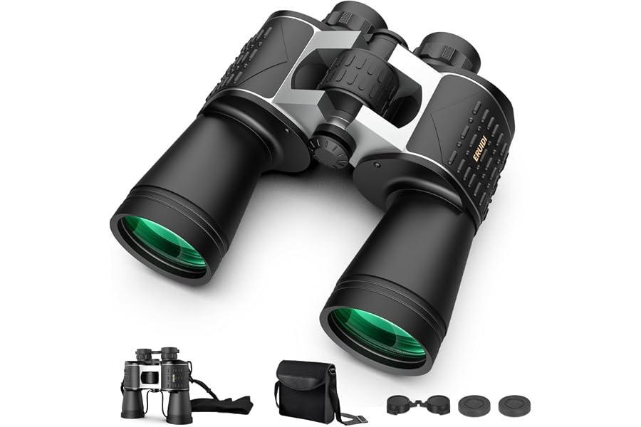 ERUIDI 20x52 High Powered Binoculars for Adults | Large Wide View for Bird Watching; Rugged Rubber Armor for Comfortable Use; Clear with BAK4&FMC for Hunting Cruise Ship