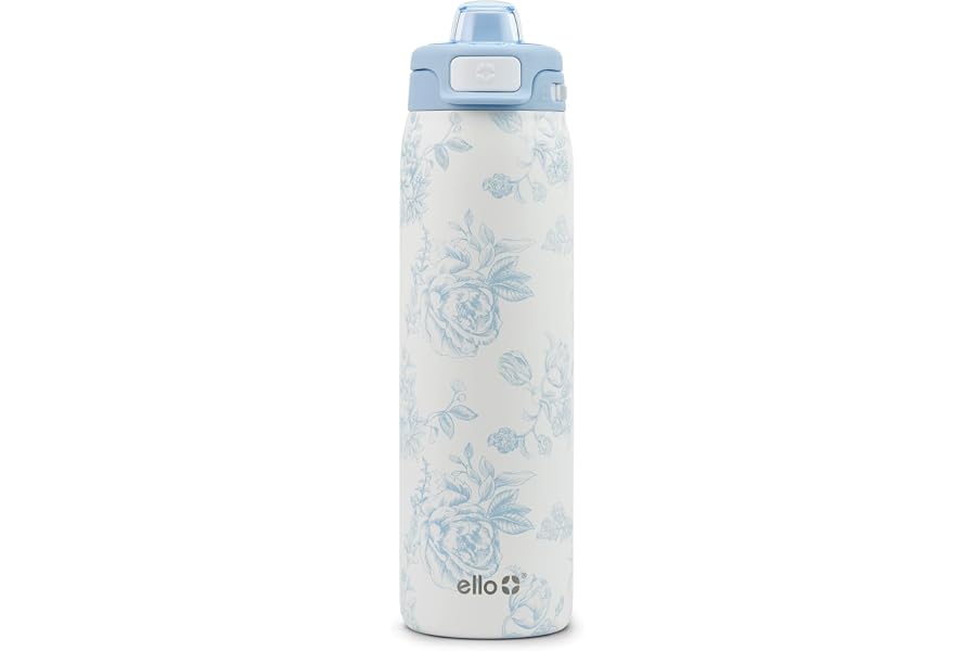 Ello Pop & Fill Insulated Stainless Steel Water Bottle with Quick Fill Lid, Leakproof Locking, Sip or Chug Spout, BPA-Free, D