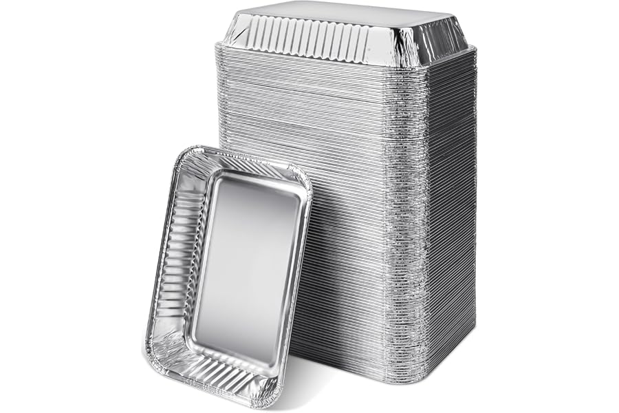 Ficlic 50 Pcs Drip Pans for Weber 6415, Disposable Aluminum Foil Grease Trays for Weber Grills, Universal Replacement Grease Pan Liners for Weber Accessories, 8.66 x 6.1 Inch