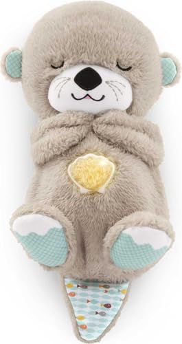 Fisher-Price Soothe 'n Snuggle Otter pluchen babyspeelgoed | Draagbare geluidsmachine, ademhalingsbeweging, tot 30 min muziek en licht, pasgeborenen 0+ maanden, FXC66