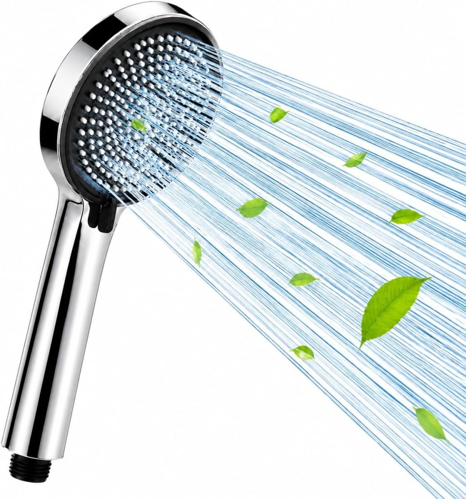 GRIFEMA Alcachofa de Ducha Alta Presión Antical con 3 Modos | Mango de Ducha Compacto y Ultraligero, Teléfono de Baño Universal con 216 Boquillas de Silicona de Fácil Limpieza, Cromado
