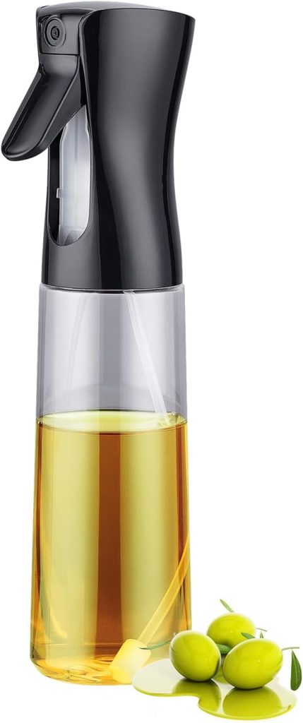 GRIFEMA flacon doseur d'huile en verre 300 ml à jet précis | Sans brume, distributeur 1 g par pression pour friteuse à air, cuisine, pâtisserie et salade