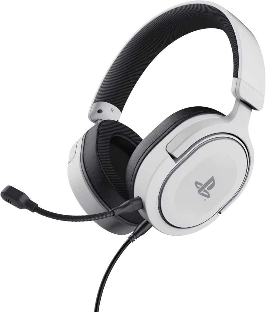 GXTrust Forta Cascos PS5 Licencia Oficial para PlayStation 5, Blanco | Drivers de 50 mm, Audio 3D, Diadema Regulable, Micrófono Extraíble, Cable de 1.2 m, Auriculares Gaming