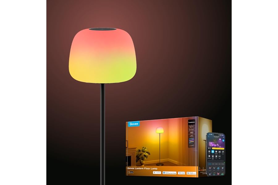 Govee Lantern Floor Lamp, Halo Gradient RGBIC Smart Corner Lamp for Bedroom | LuminBlend+, 1000K-10000K, Matter Compatible, 1