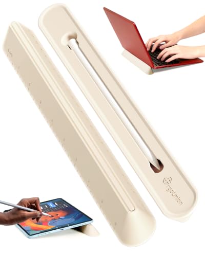 Grano Chef 3 in 1 Silicone Laptop Stand, Keyboard Riser for Ergonomic Typing/Reading, Portable Cooling Laptop Riser, for Home Office School and Travel, Oval Base, Bright Beige