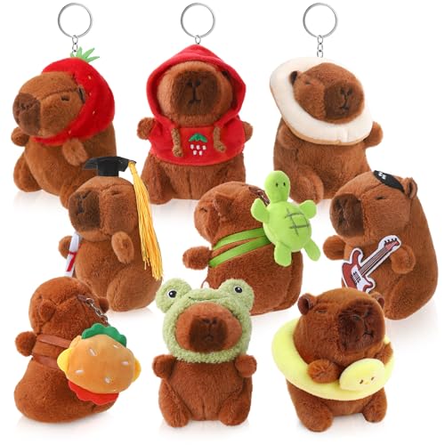 Guiqulai 9 Piece Capybara Plush Keychain Capybara Stuffed Animal Classic