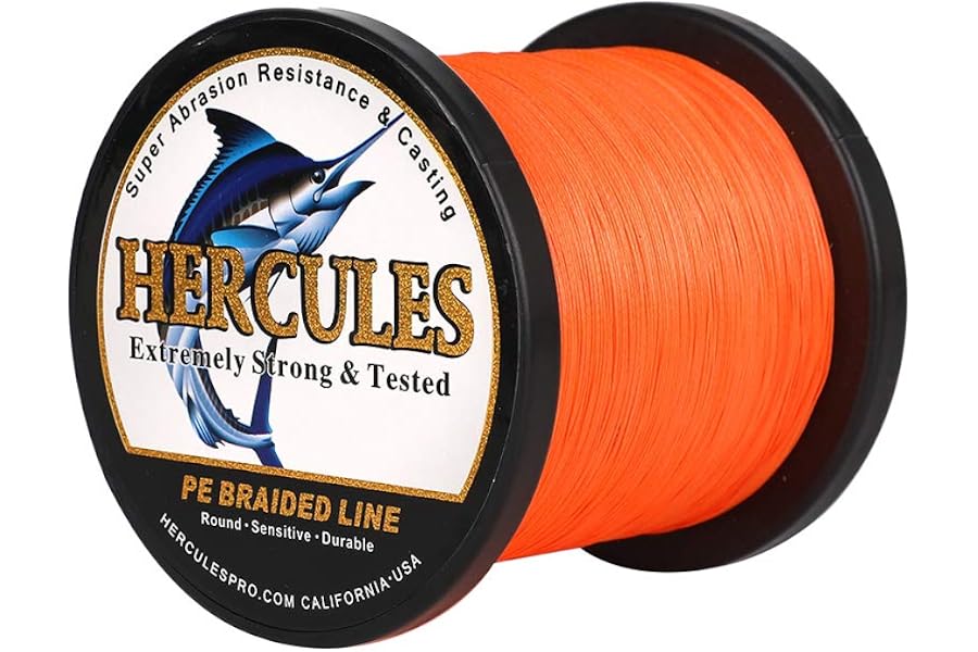 HERCULES Cost-Effective Super Cast 8 Strands Braided Fishing Line 10LB to 300LB Test for Salt-Water,109/328/547/1094 Yards(100M/300M/500M/1000M),Diam.#0.12MM-1.2MM,Hi-Grade Performance,Variety Colors