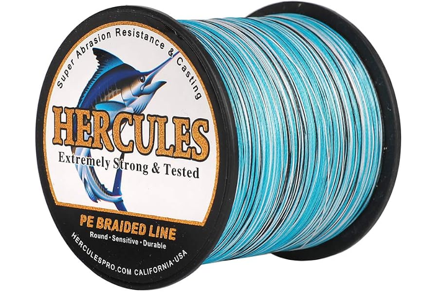 HERCULES Cost-Effective Super Cast 8 Strands Braided Fishing Line 10LB to 300LB Test for Salt-Water,109/328/547/1094 Yards(100M/300M/500M/1000M),Diam.#0.12MM-1.2MM,Hi-Grade Performance,Variety Colors