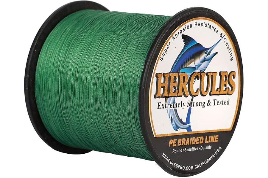 HERCULES Cost-Effective Super Strong 4 Strands Braided Fishing Line 6LB to 100LB Test for Salt-Water, 109/328 / 547/1094 Yards (100M / 300M / 500M / 1000M), Diam# 0.08MM - 0.55MM, Hi-Grade