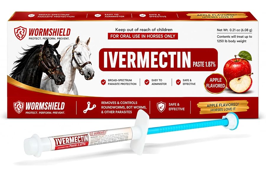 Horse Paste ivermectin 1.87% | Apple Flavored – 6.08g Syringe for Equine Use Only Up to 1250 LB
