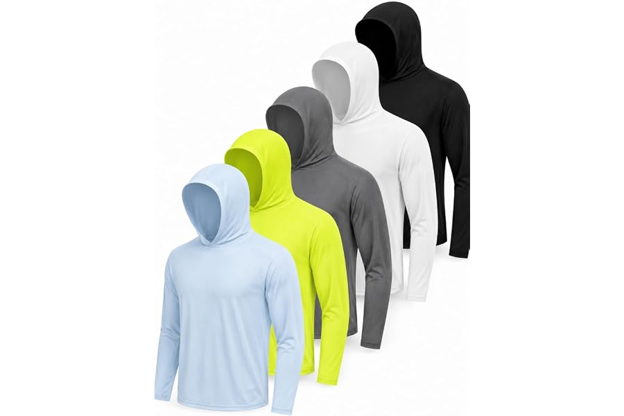 HotPoem 5-Pack Men's Long Sleeve Quick Dry Shirts | Quick Dry Moisture Wicking, Lightweight Breathable Athletic Tops for Running, Workout, Outdoor and Everyday Wear