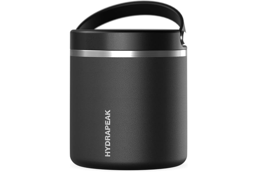 Hydrapeak 25oz Stainless Steel Vacuum Insulated Food Jar for Hot Food and Cold Food, Wide Mouth Leak-Proof Soup Jar for Adults, 10 Hours Hot and 16 Hours Cold (Black)