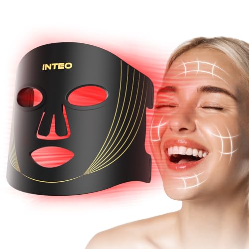 INTEO Red Light Therapy Mask for Face, 850nm NIR LED Face Mask with Timer