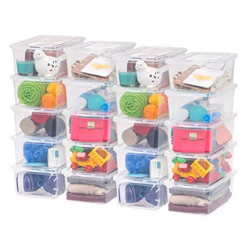 IRIS USA 20-Pack 6 Qt Storage Bins with Lids, Clear, Stackable