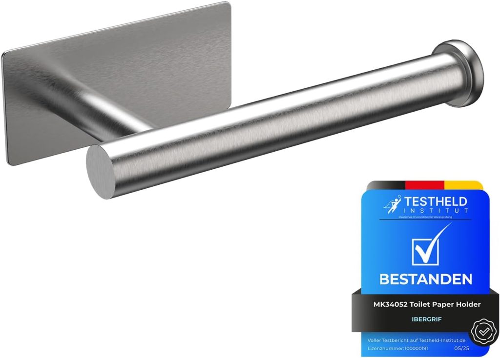 Ibergrif Portarrollos baño Autoadhesivo Redondo | Soporte colgador de acero inoxidable, acabado cepillado