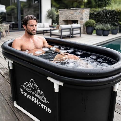 Ice Bath Tub for Athletes - 30in Deep Portable Cold Plunge for Recovery & Cold Water Therapy - 6-Layer Insulated Soaking Tub Stability & Dual-Outlet Rapid Drainage - Indoor Outdoor Adults