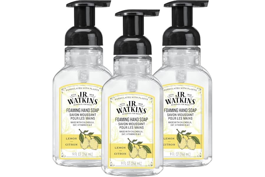 J.R. Watkins Moisturizing Foam Hand Soap Dispenser 3 Pack, Lemon, 9 fl oz