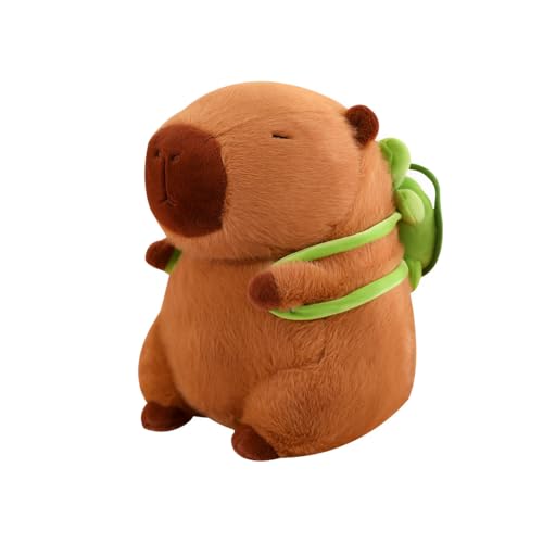JPORSHU Capybara Plush Toy， 10inch Capybara Plush with Turtle Backpack， Kawaii Capybara Stuffed Animal and Home Decor Gifts