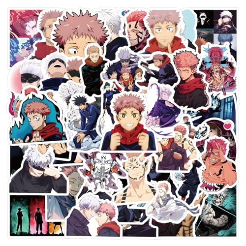 Jujutsu Kaisen Stickers for Kids,55PCS Jujutsu Kaisen Stickers,Hot Cartoon Anime Vinyl Sticker for Water Bottle Laptop Phone Scrapbooking Journaling for Adults Teens for Party Supply Favor Decor